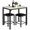 3 Pieces Counter Height Dining Set Faux Marble Table - White