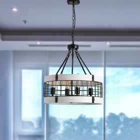 Modern American luxury chandelier E26 white wooden retro round chandelier 6 bulbs, without bulbs - white