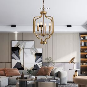 Modern American luxury chandelier E12 plated gold chandelier iron gold 4 bulbs, without bulbs - gold