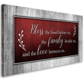 Bless This Food Quote Canvas Wall Art Framed Artwork Ready to Hang Home Decor - 20x40inchx1pcs