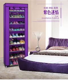 10 Layer 9 Grid Shoe Rack Shelf Storage Closet Organizer Cabinet Multiple Colors - Purple