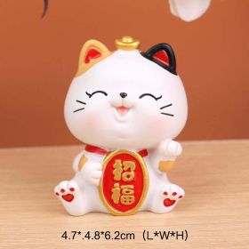 Chinese Lucky Wealth Waving Cat Gold Waving Hand Cat Home Decor Welcome Waving Cat Sculpture Statue Decor Car Ornament - Style D - S