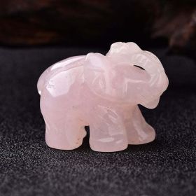 1PC Natural Crystal Amethyst Elephant Obsidian Animals Stone - Rose Quartz - 1.5inch