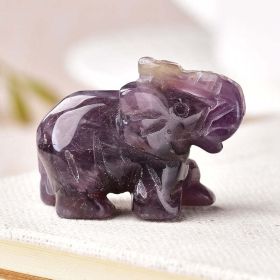 1PC Natural Crystal Amethyst Elephant Obsidian Animals Stone - Amethyst - 1.5inch