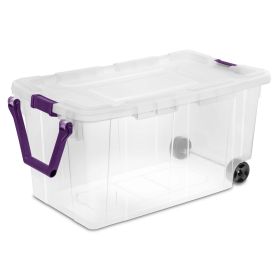 40 Gallon Wheeled Industrial Tote Plastic, Black, Set of 2 - Sweet Plum/Clear - 2