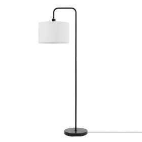 Barden 58" Matte Black Floor Lamp with White Linen Shade, 67065 - White