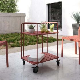 Poolside Gossip Collection, Penelope Outdoor/Indoor Cart, Gray - Red