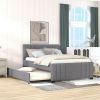 Full Upholstered Platform Bed with Trundle - Grey