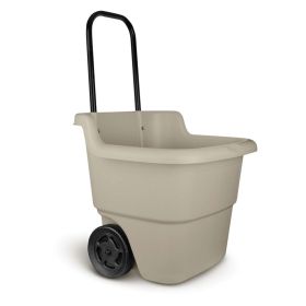 15 Gallon Resin Rolling Lawn and Utility Cart with Retractable Handle - Beige