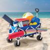 Folding All-Terrain Wide-Track Wheeled Beach Wagon, Blue - Blue