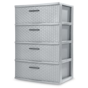 4 Drawer Wide Weave Tower Espresso - Cement