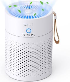 KOIOS Air Purifiers for Small Room Bedroom Office with Handle H13 Ture HEPA Filter Air Cleaner Remove Dust, Pet Dander, Wildfire, Smoke, Pollen, 3 Fan