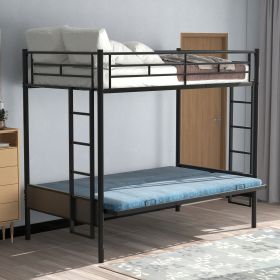 Twin over Full Metal Bunk Bed, Multi-Function - Black