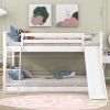 Full over Full Bunk Bed with Convertible Slide and Ladder - White