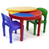 Kids 2-in-1 Plastic Dry Erase and Activity Table and 2 Chairs Set, Red, Green & Blue - Blue