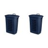 Wheeled Laundry Hamper Plastic, White, Set of 2 - Navy Blue