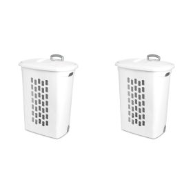 Wheeled Laundry Hamper Plastic, White, Set of 2 - White