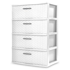 Sterilite 4 Drawer Wide Weave Tower Cement - White