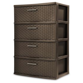 Sterilite 4 Drawer Wide Weave Tower Cement - Espresso