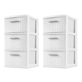 Sterilite 3 Drawer Weave Tower Plastic, Espresso, Set of 2 - White