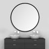 24" Wall Circle Mirror for Bathroom, Black Round Mirror for Wall, 24 inch Hanging Round Mirror for Living Room, Vanity, Bedroom - as picture