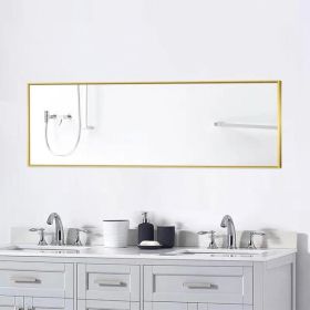 Full Length Mirror Floor Mirror Hanging Standing or Leaning, Bedroom Mirror Wall-Mounted Mirror with Gold Aluminum Alloy Frame, 59" x 15.7" - as pictu