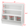 Kids Bin Storage and Two Shelf Bookcase, White - White