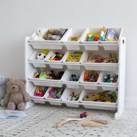 Child Space-Saving Plastic Organizing Racks, White - White