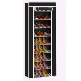 10 Layer 9 Grid Shoe Rack Shelf Storage Closet Organizer Cabinet Multiple Colors - Black