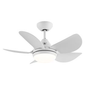 30 In Intergrated LED Ceiling Fan Lighting with Matte Black/ White   ABS Blade - White