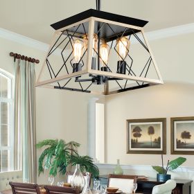 Farmhouse Chandeliers for Dining Room; Rustic Kitchen Island Light Fixture; 4-Light Industrial Kitchen Island Pendant Light Fixture; Metal Solid Ceili