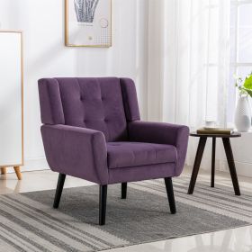 Modern Soft Velvet Material Ergonomics Accent Chair Living Room Chair Bedroom Chair Home Chair With Black Legs For Indoor Home - Lavender purple