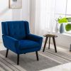 Modern Soft Velvet Material Ergonomics Accent Chair Living Room Chair Bedroom Chair Home Chair With Black Legs For Indoor Home - Blue