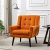 Modern Soft Velvet Material Ergonomics Accent Chair Living Room Chair Bedroom Chair Home Chair With Black Legs For Indoor Home - Orange