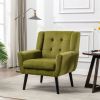 Modern Soft Velvet Material Ergonomics Accent Chair Living Room Chair Bedroom Chair Home Chair With Black Legs For Indoor Home - Green