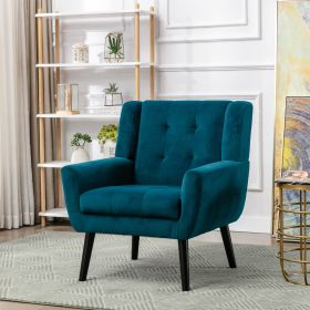 Modern Soft Velvet Material Ergonomics Accent Chair Living Room Chair Bedroom Chair Home Chair With Black Legs For Indoor Home - Teal