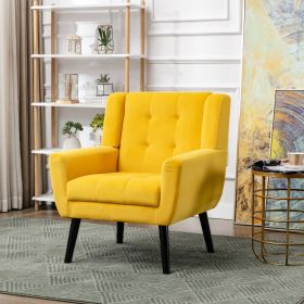 Modern Soft Velvet Material Ergonomics Accent Chair Living Room Chair Bedroom Chair Home Chair With Black Legs For Indoor Home - Yellow