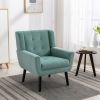 Modern Soft Velvet Material Ergonomics Accent Chair Living Room Chair Bedroom Chair Home Chair With Black Legs For Indoor Home - Mint Green