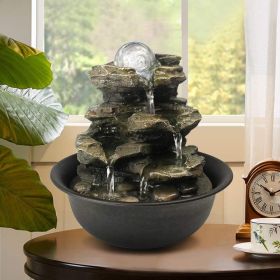 8.3inches Rock Cascading Tabletop Fountain with LED Light for Home Office Bedroom Relaxation - 8.3inches