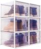 Storage Shoe Box;  Foldable Clear Sneaker Display Box;  Stackable Storage Bins Shoe Container Organizer;  6 Pack - White; X-Large - 6 Pack