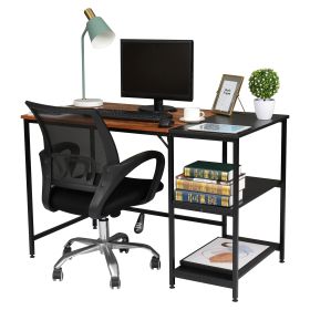 FCH Home Office Computer Desk, Study Writing Desk with Wooden Storage Shelf, 2-Tier Industrial Morden Laptop Table with Splice Board (Vintage Oak Fini