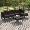 6 Piece Patio Lounge Set with Cushions Poly Rattan Black - Black