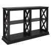 TREXM Console Table with 3-Tier Open Storage Spaces and &ldquo;X&rdquo; Legs; Narrow Sofa Entry Table for Living Room; Entryway and Hallway (Black) -