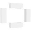 4 Piece TV Cabinet Set White Engineered Wood - White