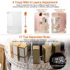 Rotating Makeup Organizer Clear Cosmetic Storage Rack Transparent Jewelry Display Box Case with 4 Trays One 17 Slot Top Shelf - Transparent