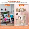 Rotating Makeup Organizer Clear Cosmetic Storage Rack Transparent Jewelry Display Box Case with 4 Trays One 17 Slot Top Shelf - Transparent