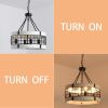 Modern American luxury chandelier E26 white wooden retro round chandelier 6 bulbs, without bulbs - white