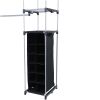 Closet Organizer, 2-Tower 9-Shelves, Easy to Assemble, Black - Black