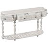 Modern and Contemporary Curved Console Table Sofa Table Entryway Table for Hallway Living Room Bedroom with 4 Drawers and 1 Shelf - Antique White