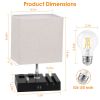 Fully Dimmable Table Lamp for Bedroom Living Room Bedside Lamp for Nightstand Dual USB Ports 2 Power Outlets LED Bulb Included - Beige